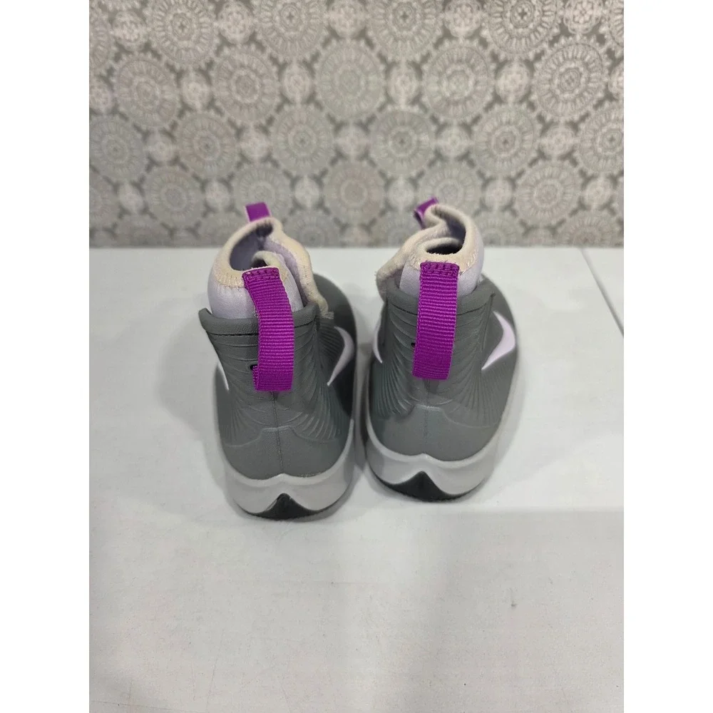 Nike Toddler‎ 7C Boots Gray Purple Swoosh Logo Lace Up Hook&Loop Ankle Booties